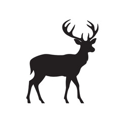 Majestic Deer Silhouette on White Background