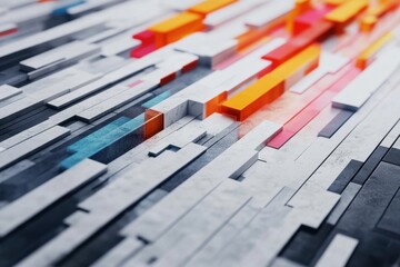 Financial data processing design featuring vibrant geometric shapes over a grey background, financial data processing over grey background