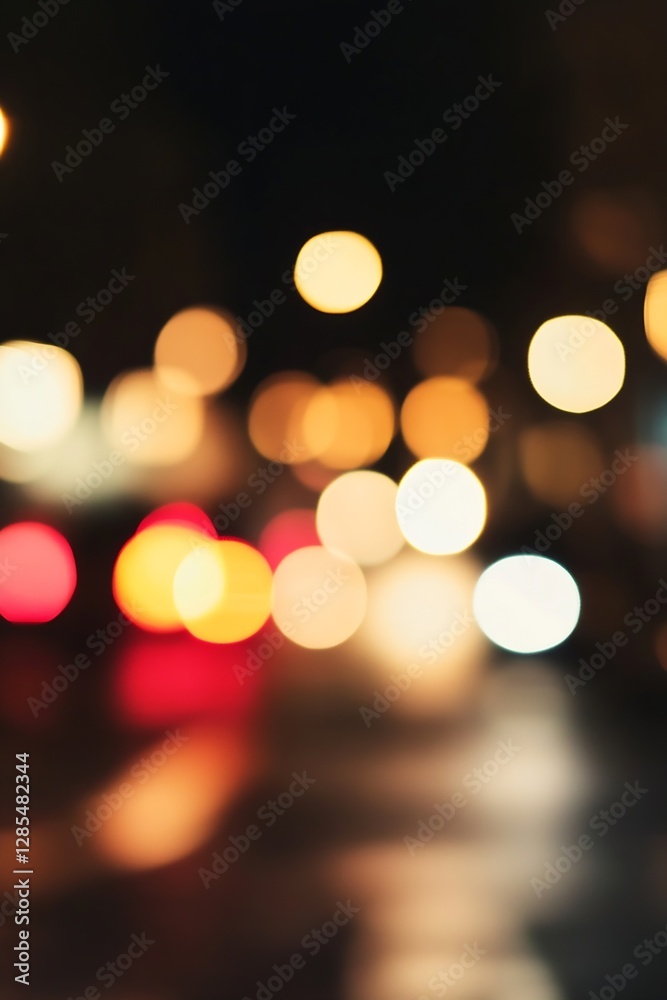 Aufkleber abstract night lights in city with blurry bokeh effect : generative ai