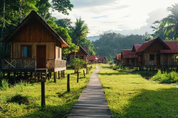 Obraz premium Trekking through the Amazon Rainforest to meet indigenous tribes with centuries-old customs.