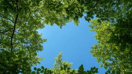 Obraz premium Forest Canopy Sunlight, Looking Up