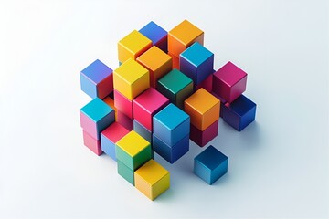 Obraz premium Vibrant Abstract Colorful Cube with Geometric 3D Design