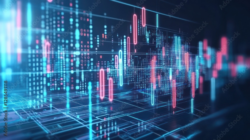 Poster abstract digital data visualization with graphs and lines