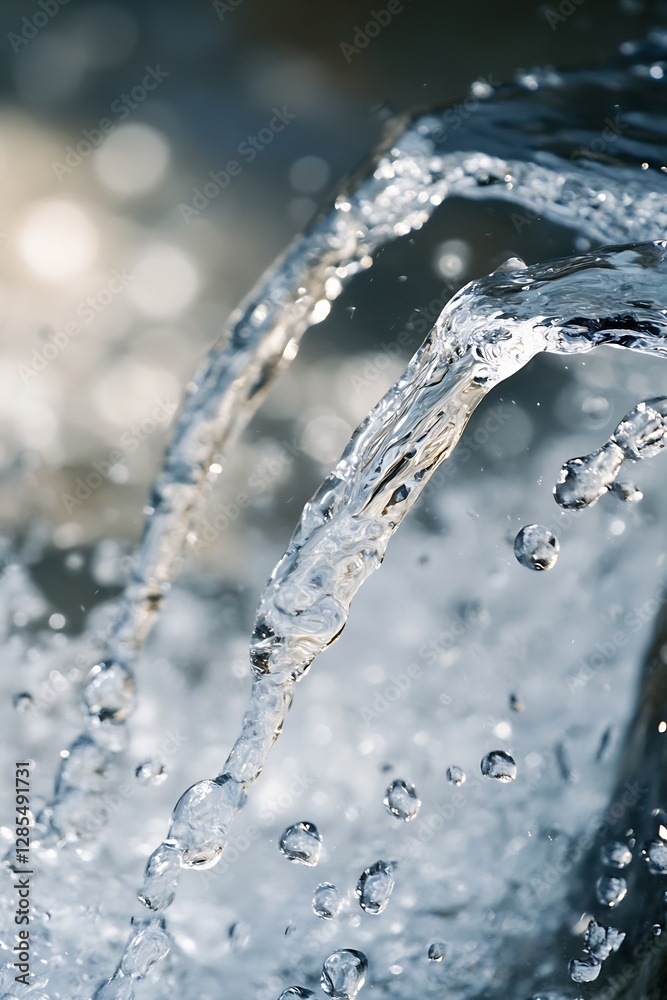 Leinwandbilder Close-up image of water splashing in vibrant motion displaying fluid dynamics : Generative AI