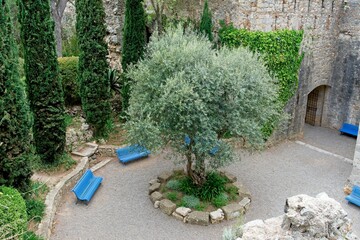 Girona Spain - 25 April 2024 - Gardens behind the Catedral de Santa Maria in Girona (Parc de la Gironella)
