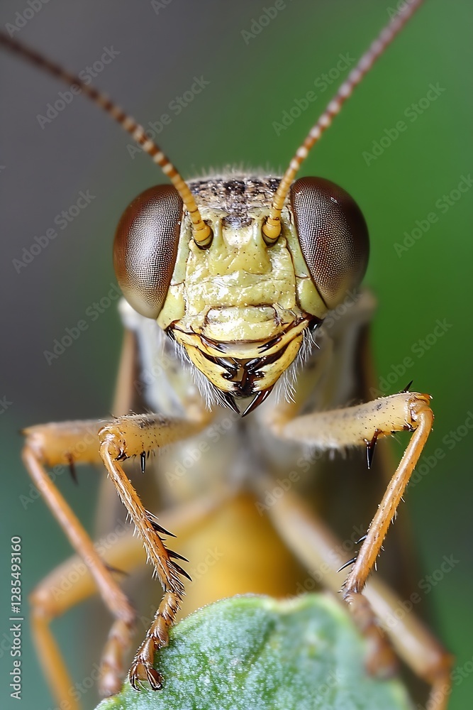 Poster Close Up Image of a Grasshopper Capturing Nature's Intricate Details in Macro Photography : Generative AI