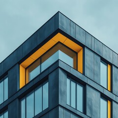 Modern building with unique angular design.