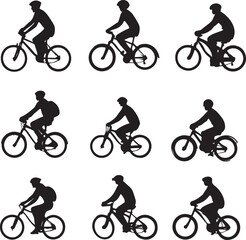 Fototapeta premium Dynamic Cyclist Silhouettes Vector Set