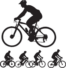 Obraz premium Dynamic Cyclist Silhouettes Vector Set