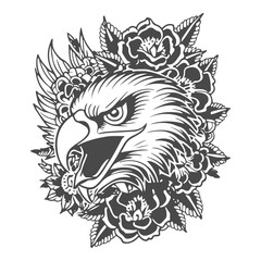 Eagle lineart black and white vector