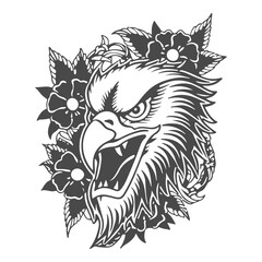 Eagle lineart black and white vector