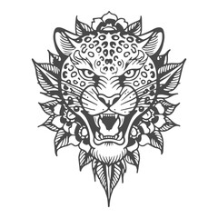 Obraz premium Tiger tatto lineart black and white vector