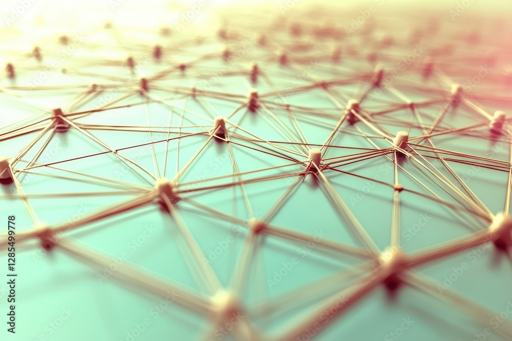 Poster complex network of connections illustrating data processing concepts in modern technology, network o