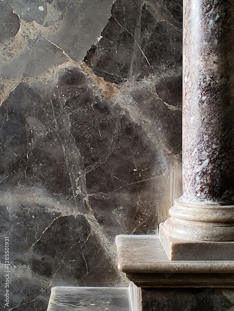 Poster close-up of marble wall texture with columns and polished stone surfaces for interior design : gener