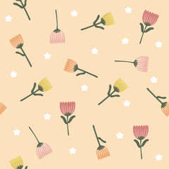 Seamless pattern of colorful flowers