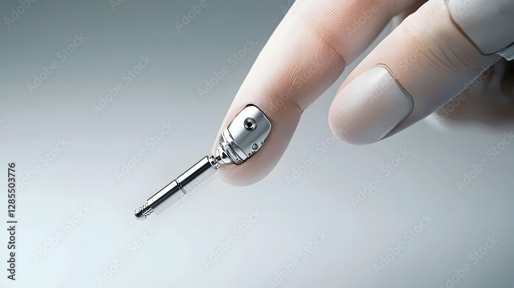 Leinwandbilder a close up view of a cyborg s finger with an advanced micro tool emerging from beneath the metallic 