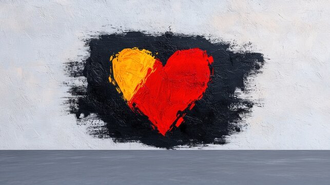Heart-shaped Grunge Flag of Germany for Designers: Brush-Painted and Isolated, Grunge-Painted Germany Flag