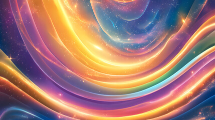 Abstract cosmic swirls of light and color, reminiscent of a nebula or aurora borealis, sparkling with stars and energy. A vibrant, otherworldly design.