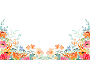 festive floral frame with watercolor vintage flowers bouquet, mothers day watercolor floral design