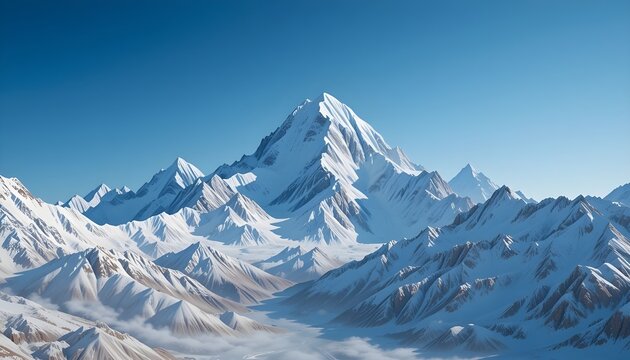 sight of a snow-covered mountain with its white peaks against a backdrop of blue sky
 - Powered by Adobe