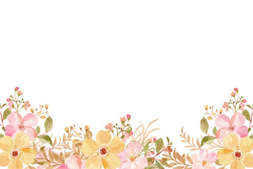 festive floral frame with watercolor vintage flowers bouquet, mothers day watercolor floral design