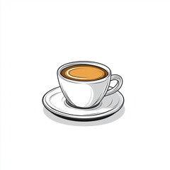 Obraz premium White cup of espresso with a saucer, ideal for coffee, breakfast, and cafe-themed vector designs
