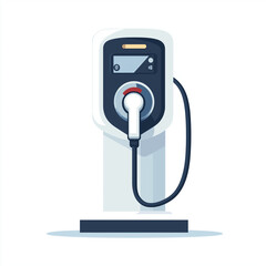 Fototapeta premium Electric car charging station with a modern design, featuring a charging plug and display screen, symbolizing eco-friendly transportation