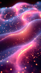 Obraz premium Minimalistic Holographic Polygonal Waves with Glowing Neon Outlines and Abstract Liquid Motion 