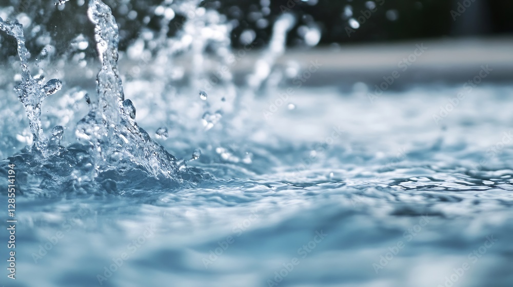 Leinwandbilder close up of water splashing in a swimming pool against a blurred background : generative ai
