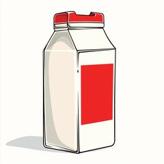 Fototapeta premium Classic milk carton with a red label and cap, designed in a traditional rectangular shape, perfect for dairy product concepts