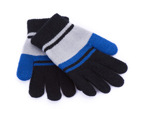 Kids knitted gloves isolated