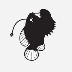angler fish logo isolated flat style illustration