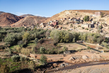 Beautiful valley in Atlas mountains Morocco