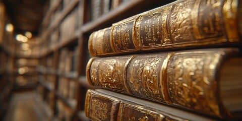 Ancient Gold Decorated Books Resting