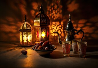 Obraz premium Iftar background for ramadan mubarak