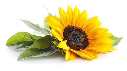 Obraz premium A single sunflower, clean white background, transparent isolate