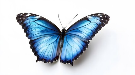 A beautiful blue butterfly, clean white background, transparent isolate