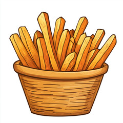 Crispy sweet potato fries served in a woven basket. Perfect for fast food, snack, and casual dining-themed visuals