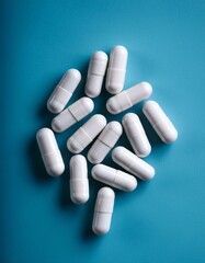 Medical background with white capsules