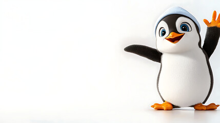 Obraz premium A penguin is standing on a white background with a hat on his head. generated using AI