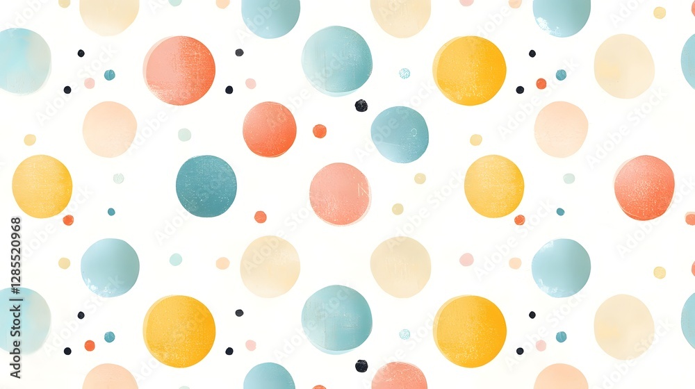 Poster Faded pastel polka dot pattern with a worn out textured background in soft muted hues  Vintage retro inspired abstract design suitable for various creative projects such as fabric stationery