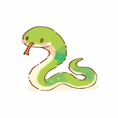 Fototapeta premium デフォルメ、シンプルなかわいい蛇、アイコン、素材