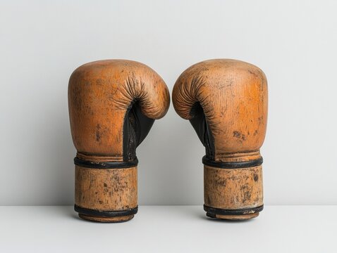 Vintage boxing gloves, worn and classic design.