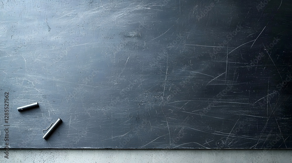 Poster Vintage chalkboard surface with faint chalk marks and a worn black finish creating a grungy textured background with a retro educational feel