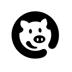 A fun, creative black pig logo ideal for pork industry businesses, butcher shops, BBQ restaurants, farms, and meat packaging brands.
