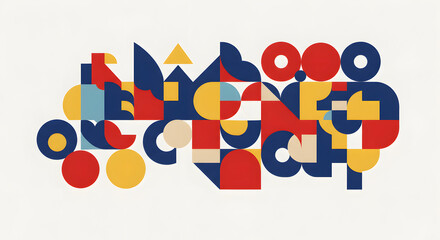 Obraz premium Abstract Geometric Composition of Colorful Shapes on White Background Graphic