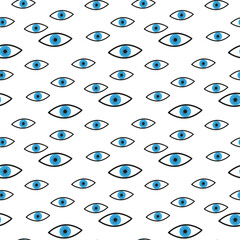 Modern seamless pattern with hand drawn eyes.