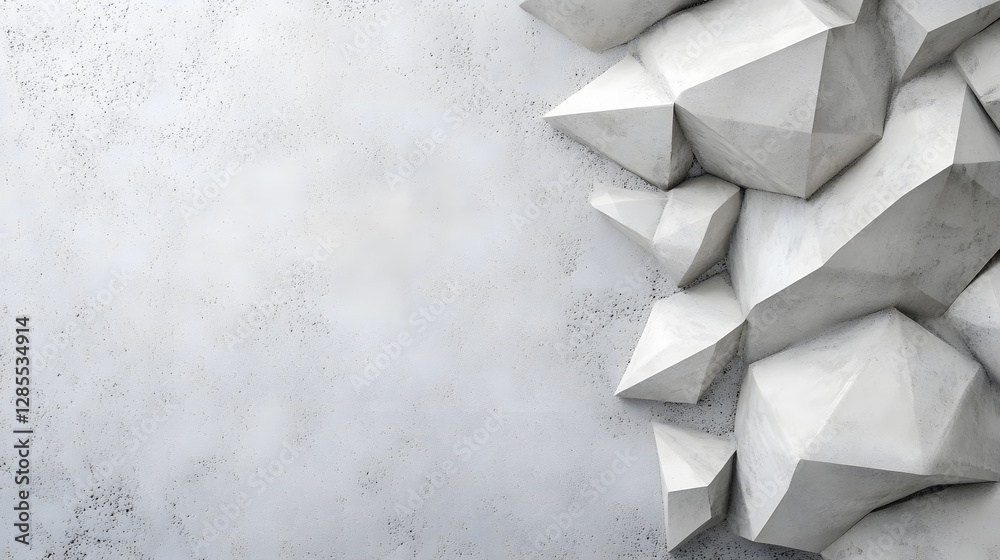 Poster Abstract Geometric Cement Wall Design with Angular Patterns : Generative AI