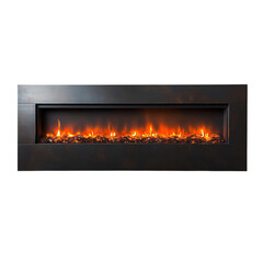 A Modern Electric Fireplace with a Sleek Wall Mounted Design Isolated on Transparent Background