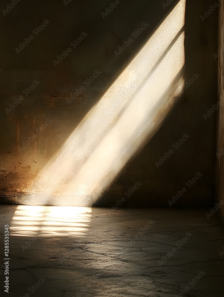 Aufkleber moody sunbeam streaming through darkened room creating dramatic light contrast : generative ai
